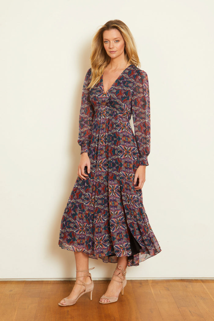 Mireille Dress in Kaleidoscope Leaves